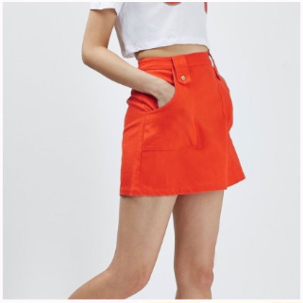 Topshop Orange Mini Skirt